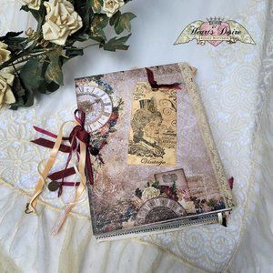 Handmade Junk Journal Antique & Vintage Embellished Memories Ephemera Luxe Large